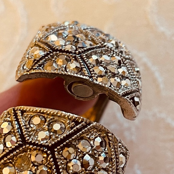 Two Sparkling Silver-Tone Rhinestone Magnetic Closure Bangle Bracelets - Picture 4 of 15